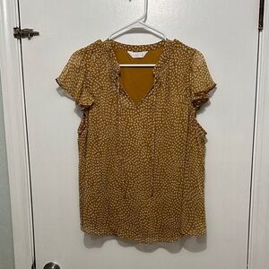LC Lauren Conrad Mustard Polka Dot Blouse